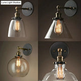 Industrial Clear Glass Wall Light Kit With Adjustable Joint - Black-Brass Finish