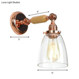 Industrial Clear Glass Wall Sconce With Tapered Shade For Living Room Lighting