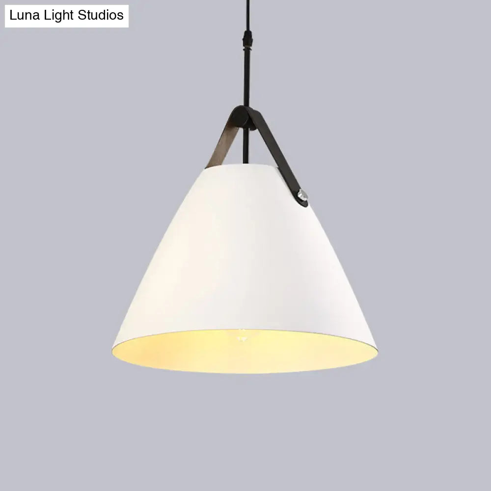 Restaurant Hanging Pendant Light Industrial Metal Cone Shade Ceiling Fixture White / E