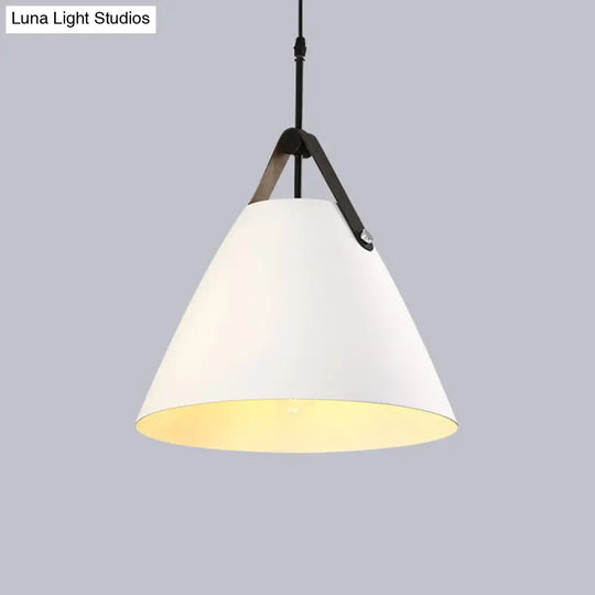 Restaurant Hanging Pendant Light Industrial Metal Cone Shade Ceiling Fixture White / E