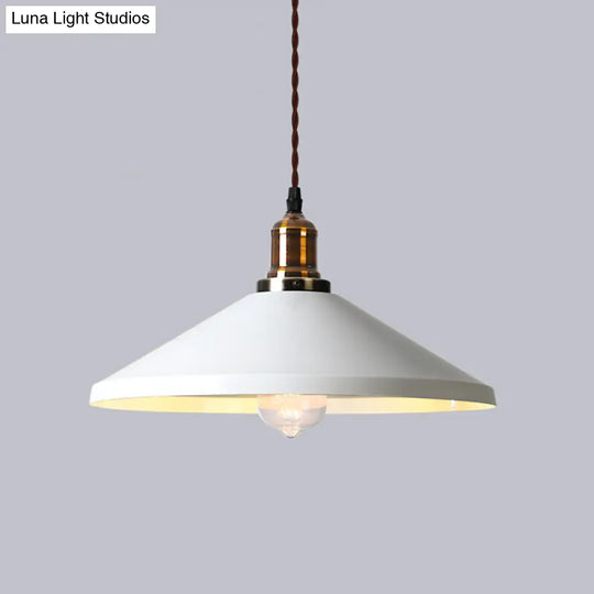 Restaurant Hanging Pendant Light Industrial Metal Cone Shade Ceiling Fixture White / A