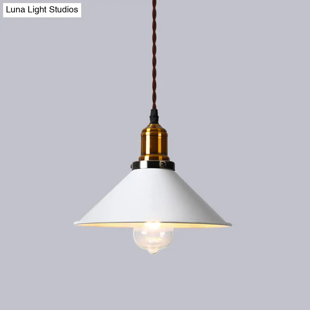 Restaurant Hanging Pendant Light Industrial Metal Cone Shade Ceiling Fixture White / C