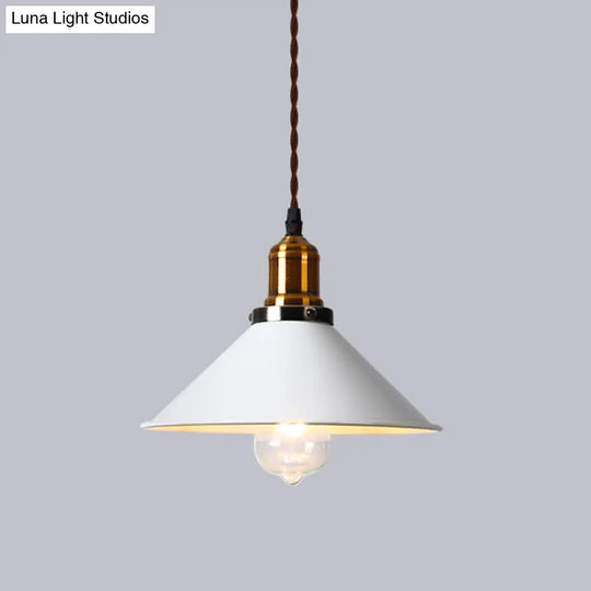 Restaurant Hanging Pendant Light Industrial Metal Cone Shade Ceiling Fixture White / C