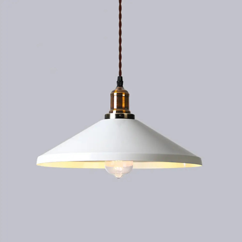 Industrial Cone Shade Ceiling Light - Metal Hanging Pendant For Restaurant White / A
