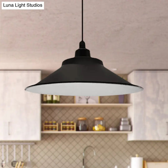 Industrial Cone-Shaded Hanging Pendant Light - Black 12’/14’ Diameter