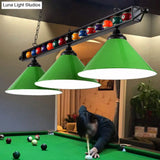 Industrial Conical Metal Billiard Lamp With Country Club Island Light & Rolled Edge