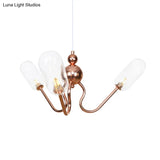 Industrial Copper 3-Light Chandelier With Clear/Amber Glass Globes Dining Room Pendant Fixture
