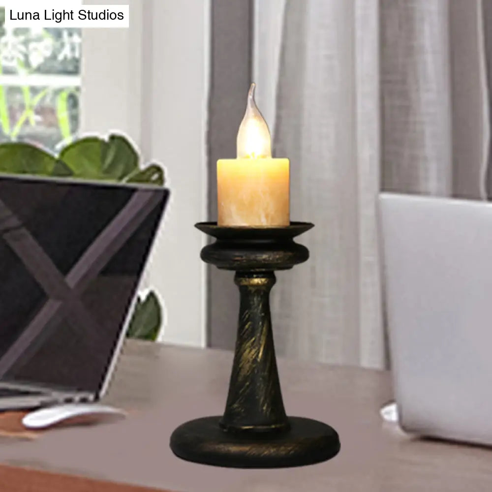 Industrial Desk Lamp With Candelabra Marble Table Accent In Brass/Bronze