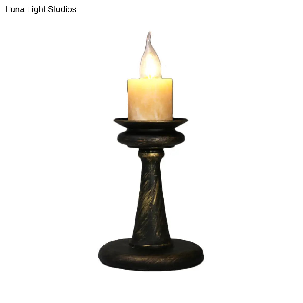 Industrial Desk Lamp With Candelabra Marble Table Accent In Brass/Bronze