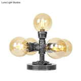 Industrial Desk Lamp With Clear/Amber Glass Globe Shade - Antique Silver Finish 4/5-Light Study Room