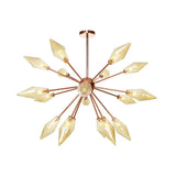 Industrial Diamond Glass Chandelier Lamp - 9/12/15 Lights Hanging Ceiling Fixture With Starburst