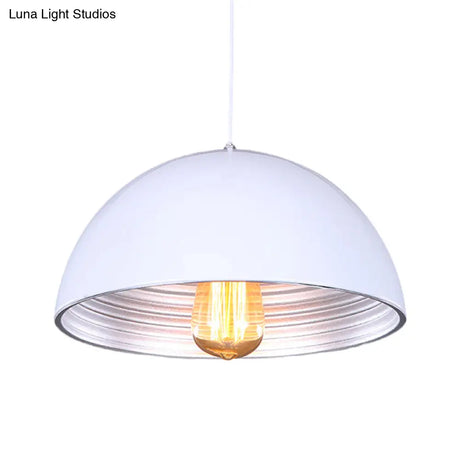 Industrial Dome Hanging Ceiling Pendant Lamp (White/Black) For Bar