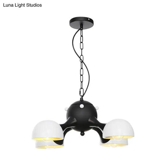 Modern Industrial Dome Hanging Light - 3/4/5 Heads Living Room Chandelier In Black/Chrome Finish