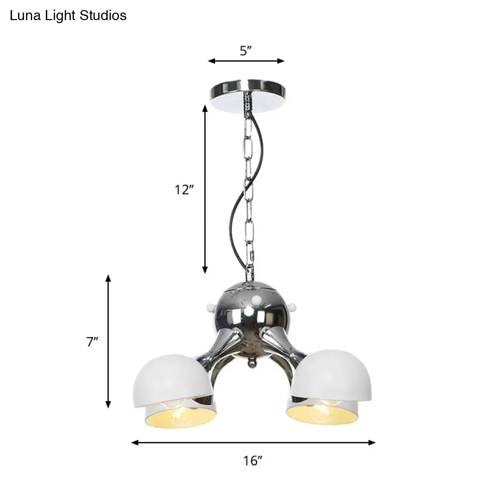 Industrial Dome Hanging Light Fixture - Metallic 3/4/5 Heads Chandelier Lamp For Living Room