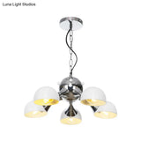 Industrial Dome Hanging Light Fixture - Metallic 3/4/5 Heads Chandelier Lamp For Living Room