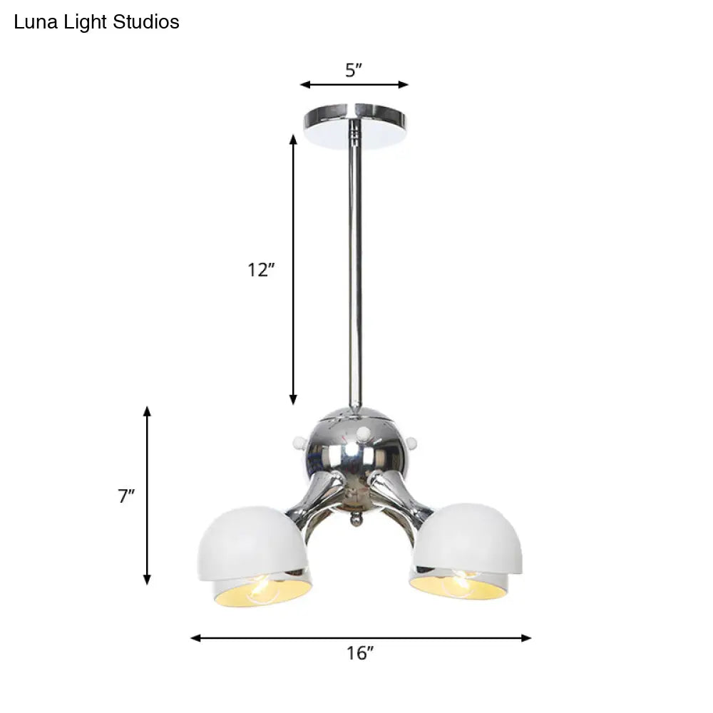 Industrial Dome Hanging Light Fixture - Metallic 3/4/5 Heads Chandelier Lamp For Living Room