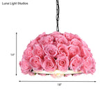 Industrial Dome Rose Downlight Led Pendant Light In Pink For Restaurants