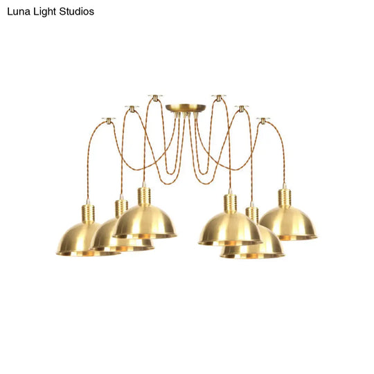 Gold Swag Pendant Lamp With Domed Metallic Design - Industrial Multi-Light Fixture For Clothes Shop
