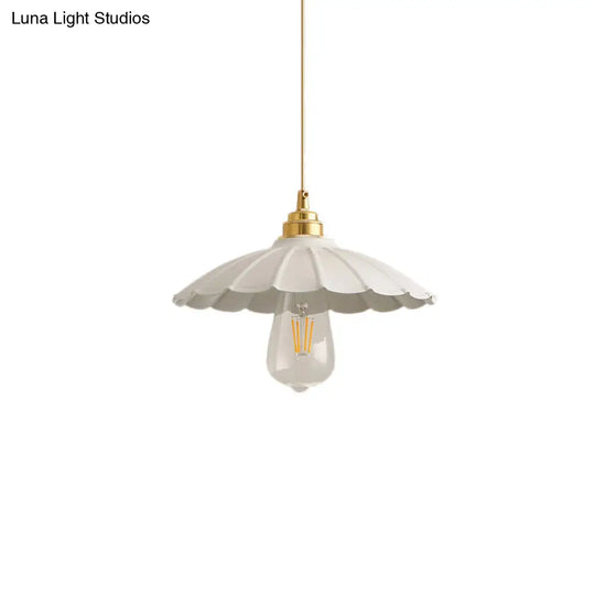 Industrial Flared Black/White Metal Pendant Light Fixture