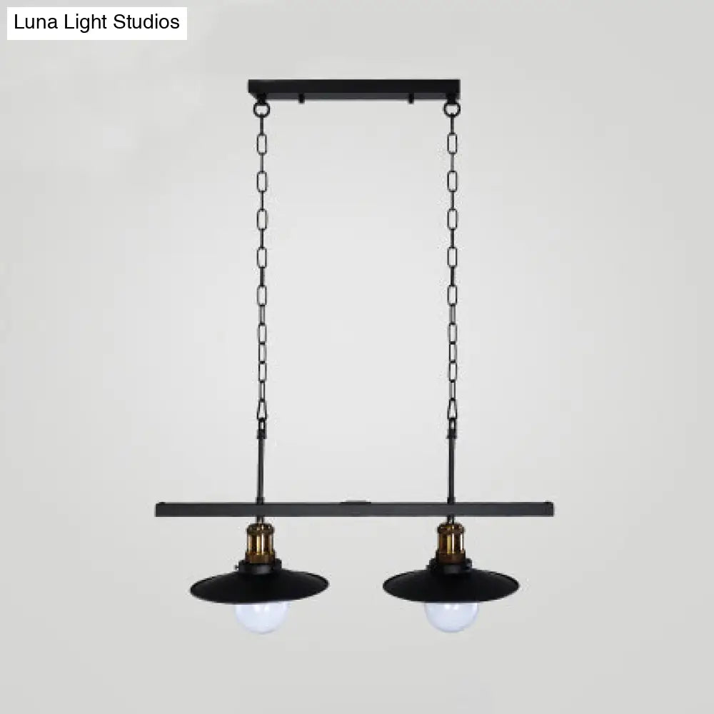 Industrial Flared Metal Ceiling Light With Adjustable Chain And 2/3 Lights - Black 2 /