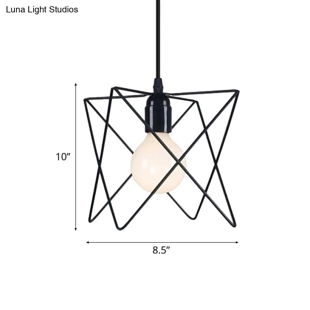 Modern Industrial Ceiling Light With Open Cage Shade In Black