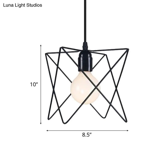 Modern Industrial Ceiling Light With Open Cage Shade In Black