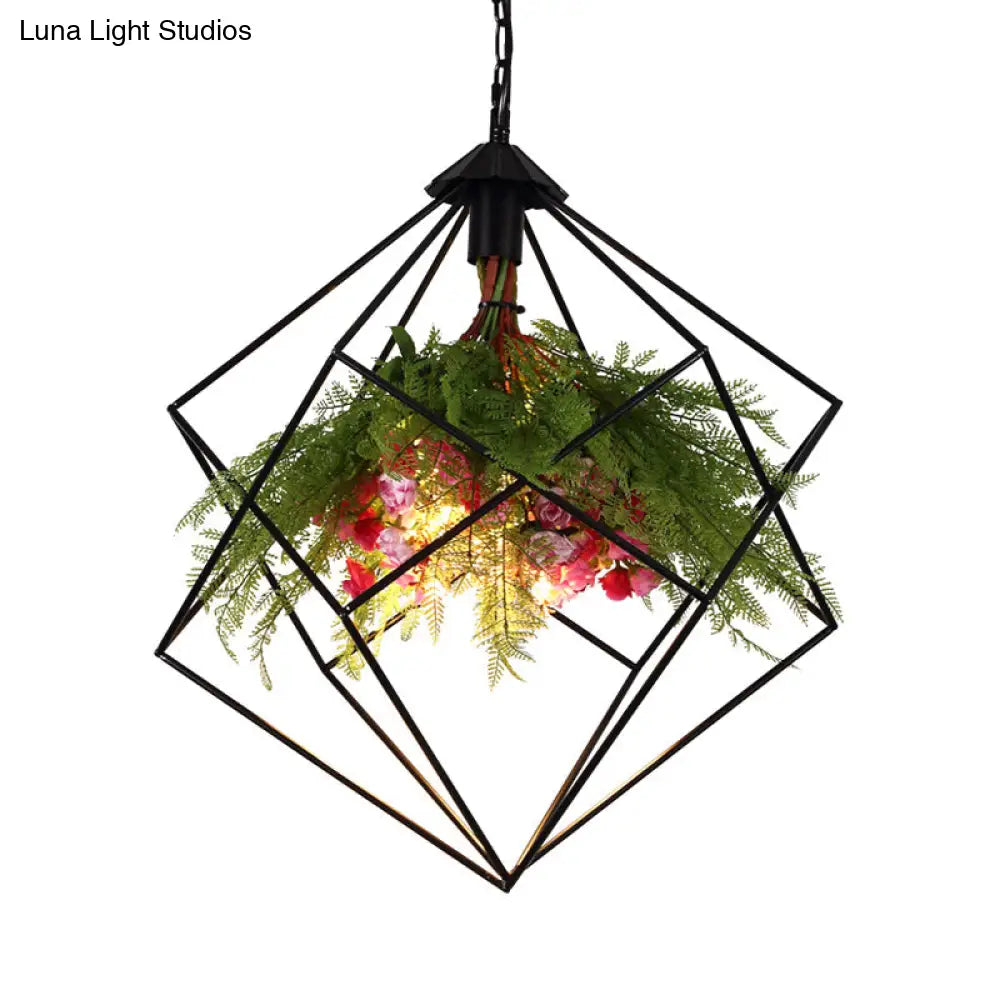 Industrial Geometric Hanging Light In Black - Metal Led Ceiling Lamp (16’/19.5’/23.5’ Wide)