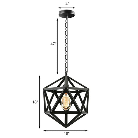 14/18 Geometric Metal Pendant Lighting Fixture - Industrial 1 Bulb Ceiling Light For Dining Room