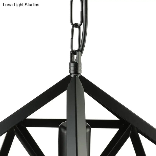 Industrial Geometric Metal Pendant Light 14’ / 18’ Dia 1 Bulb Black/Rust - Perfect For Dining