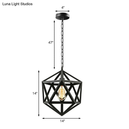 14/18 Geometric Metal Pendant Lighting Fixture - Industrial 1 Bulb Ceiling Light For Dining Room
