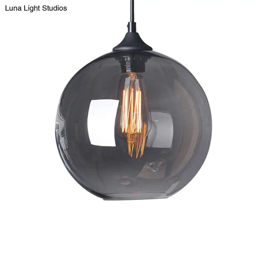 Industrial Globe Pendant Light | Wide 8/10/12 1-Light Grey/Clear Glass Black Hanging Lamp