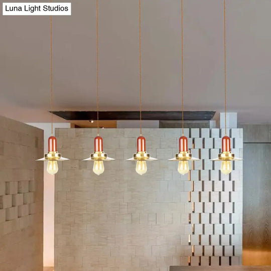 Gold Finish 3/5/7-Bulb Industrial Metallic Pendant Lamp - Multiple Hanging Lights For Ceiling
