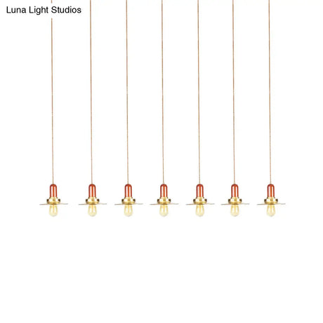 Industrial Gold Finish Tandem Pendant Light With Multiple Bulbs - Perfect For High Ceiling Areas