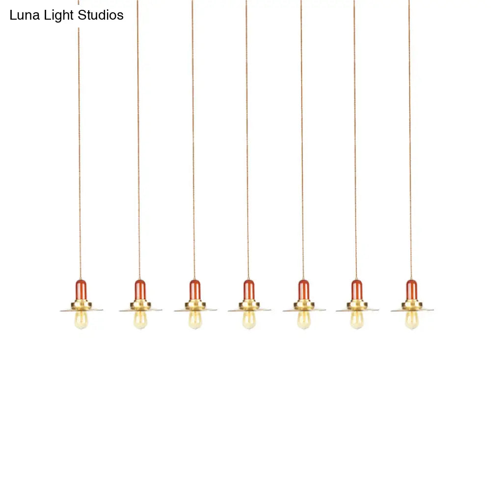 Industrial Gold Finish Tandem Pendant Light With Multiple Bulbs - Perfect For High Ceiling Areas