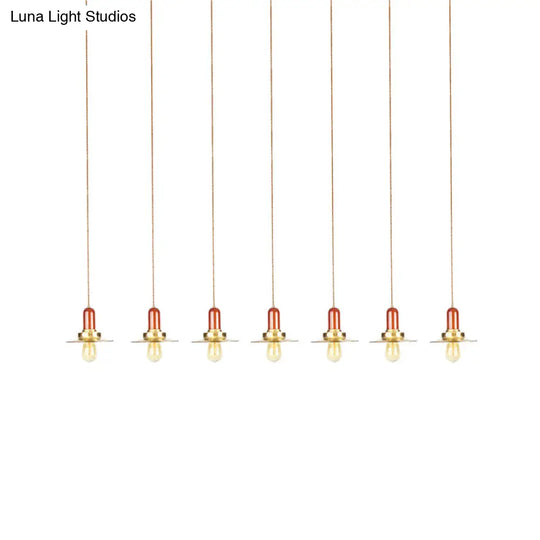 Industrial Gold Finish Tandem Pendant Light With Multiple Bulbs - Perfect For High Ceiling Areas