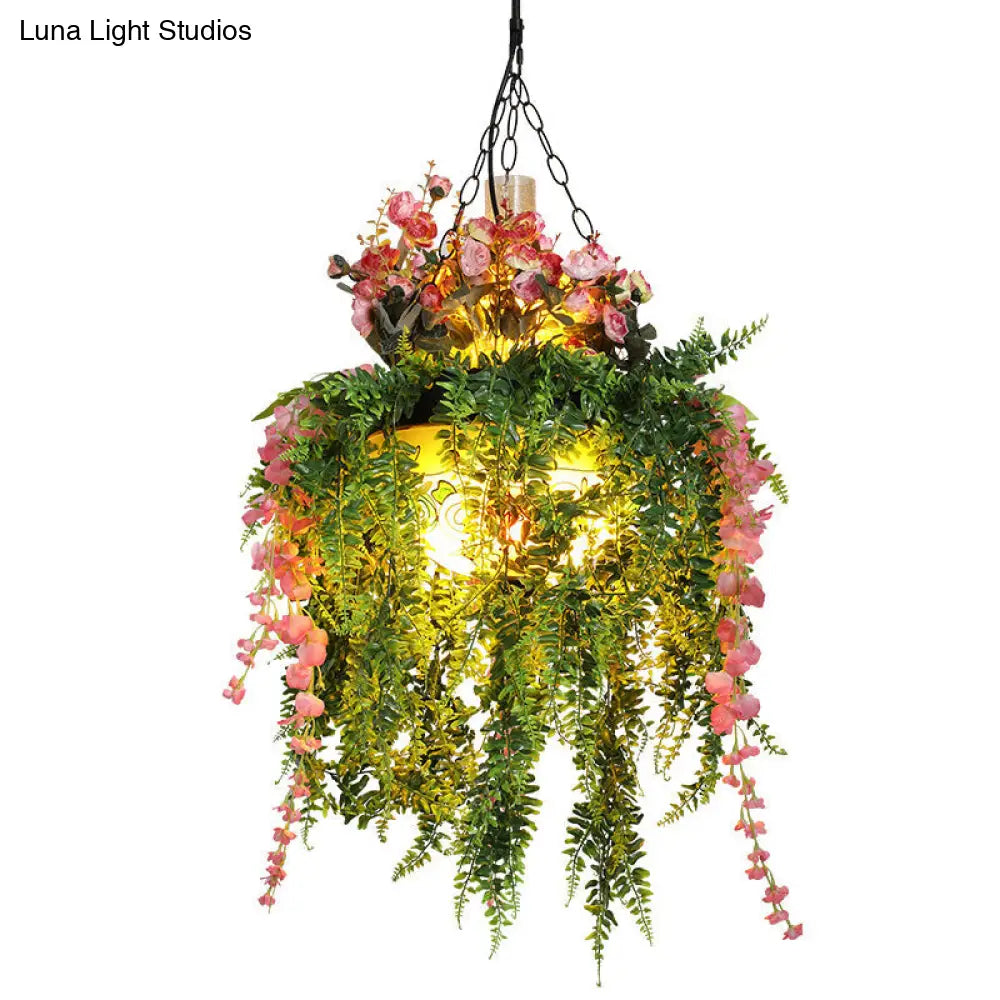 Industrial Green Dome Shade Chandelier With Frosted Glass Ceiling Perfect For Restaurants And Plants