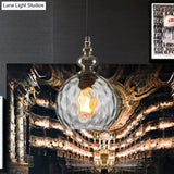 Industrial Grey/Clear/Amber Dimpled Glass Pendant Light With Single Bulb