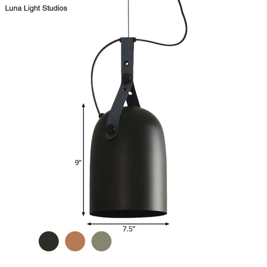 Modern Iron Ceiling Lamp With Strap Handle - Available In Black Copper Or Silver