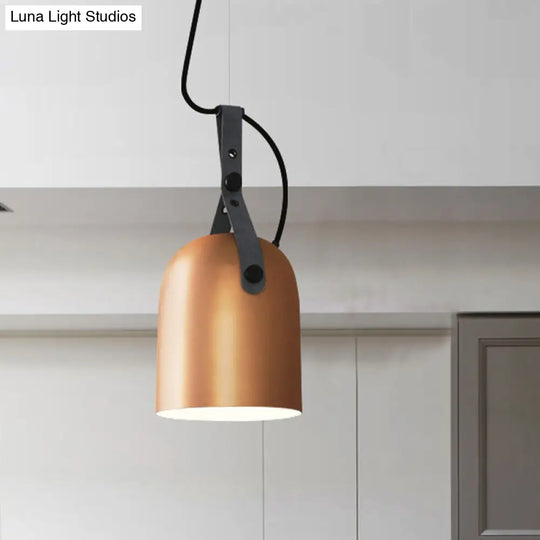 Modern Iron Ceiling Lamp With Strap Handle - Available In Black Copper Or Silver