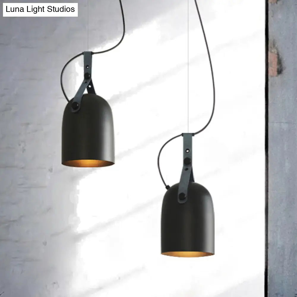 Industrial Hanging Kitchen Ceiling Lamp - Factory Iron Elongated Dome Shape 1 Head