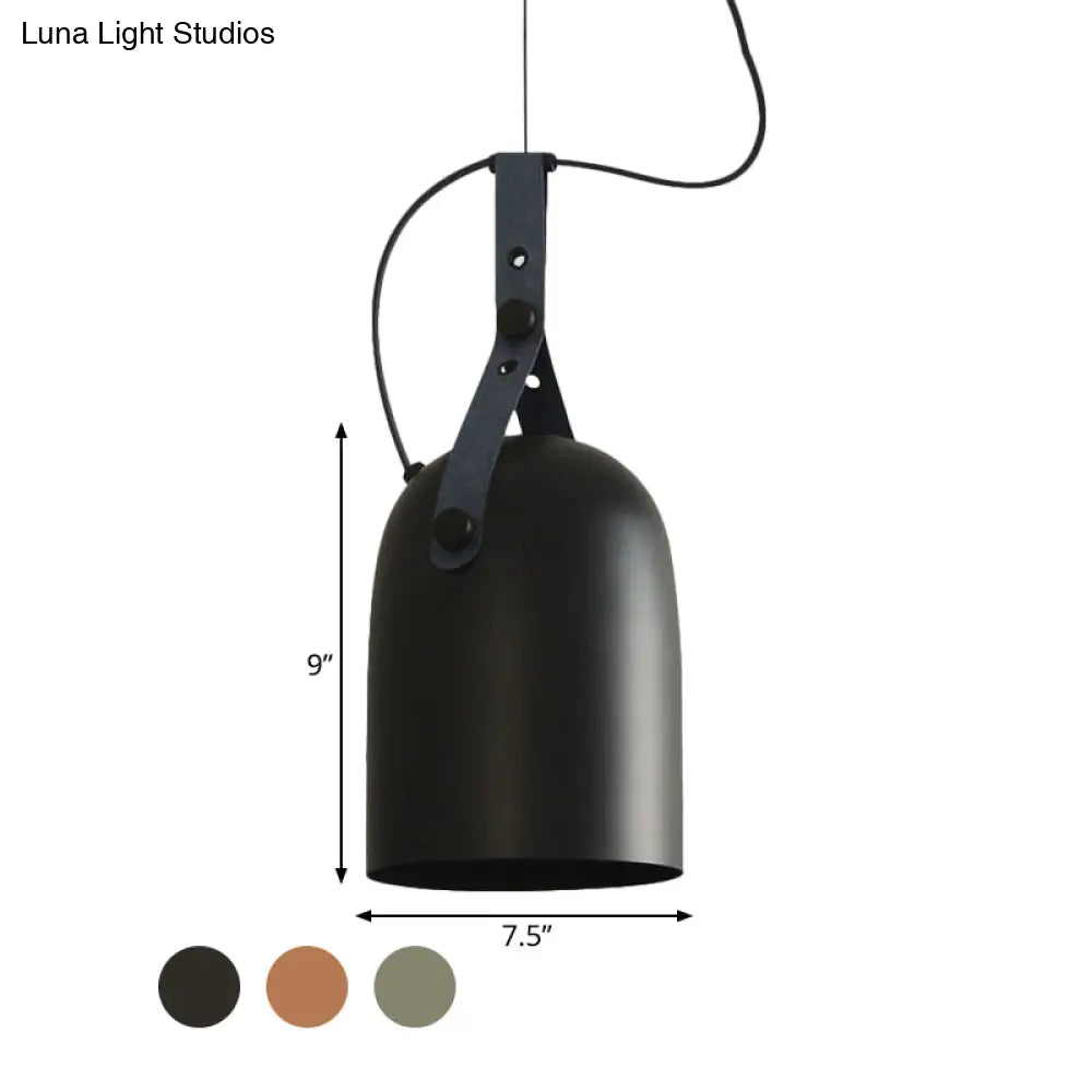 Industrial Hanging Kitchen Ceiling Lamp - Factory Iron Elongated Dome Shape 1 Head