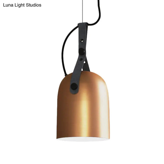 Modern Iron Ceiling Lamp With Strap Handle - Available In Black Copper Or Silver