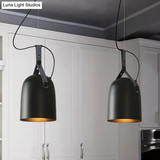 Industrial Hanging Kitchen Ceiling Lamp - Factory Iron Elongated Dome Shape 1 Head