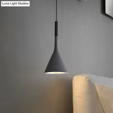 Industrial Hanging Pendant Lamp With Funnel Shade - Black/Grey Aluminum And Concrete Ceiling Light