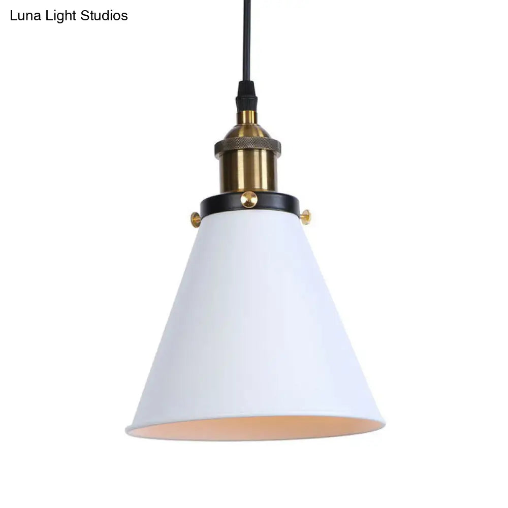 Industrial Rust/Copper/Brass Horn Pendant Light - 1-Light Bedside Pendulum Lighting