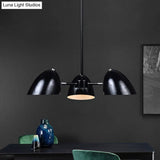 Industrial Iron Dome Angled Shade Chandelier With 3-Head Dining Table Suspension Lighting - Black