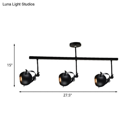 Industrial Iron Dome Restaurant Semi Flush Mount Ceiling Light Fixture With Linear Design - 2/3