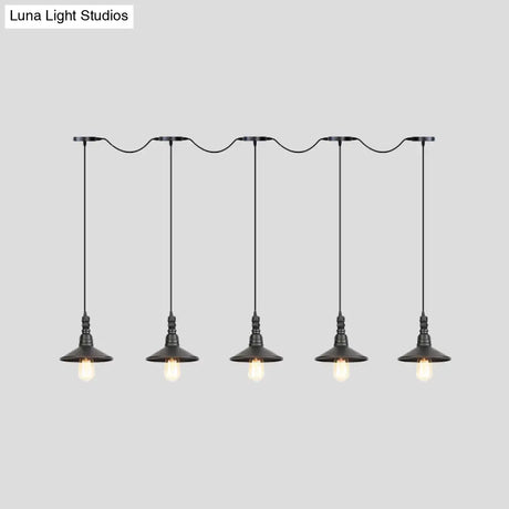 Industrial Iron Multi Head Pendant Light In Black Finishing Lighting