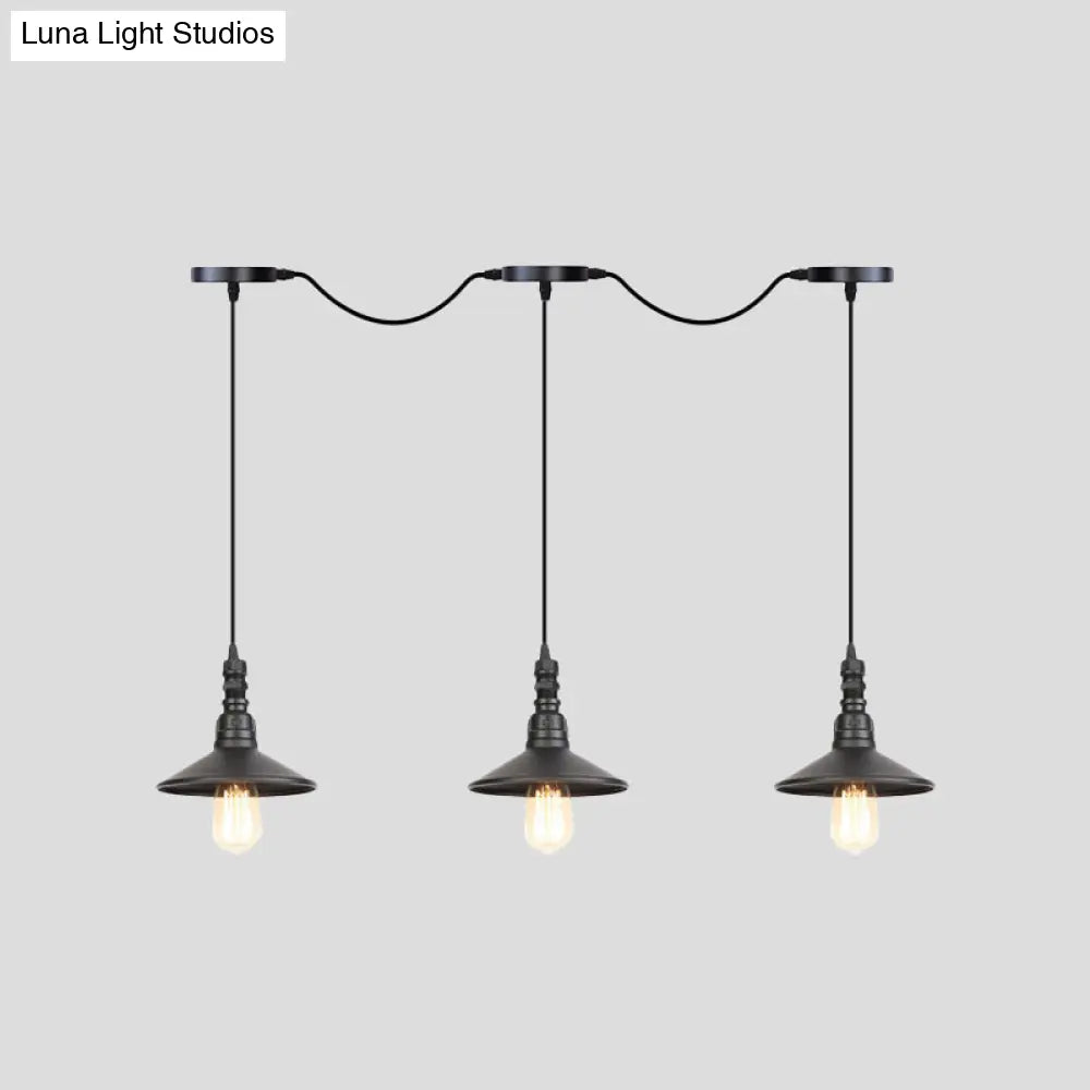 Industrial Iron Multi Head Pendant Light In Black Finishing Lighting