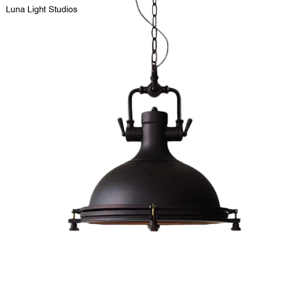 Industrial Iron Matte Black Pot Pendant Ceiling Light Single Dining Table Hanging Lamp Kit 12.5/16